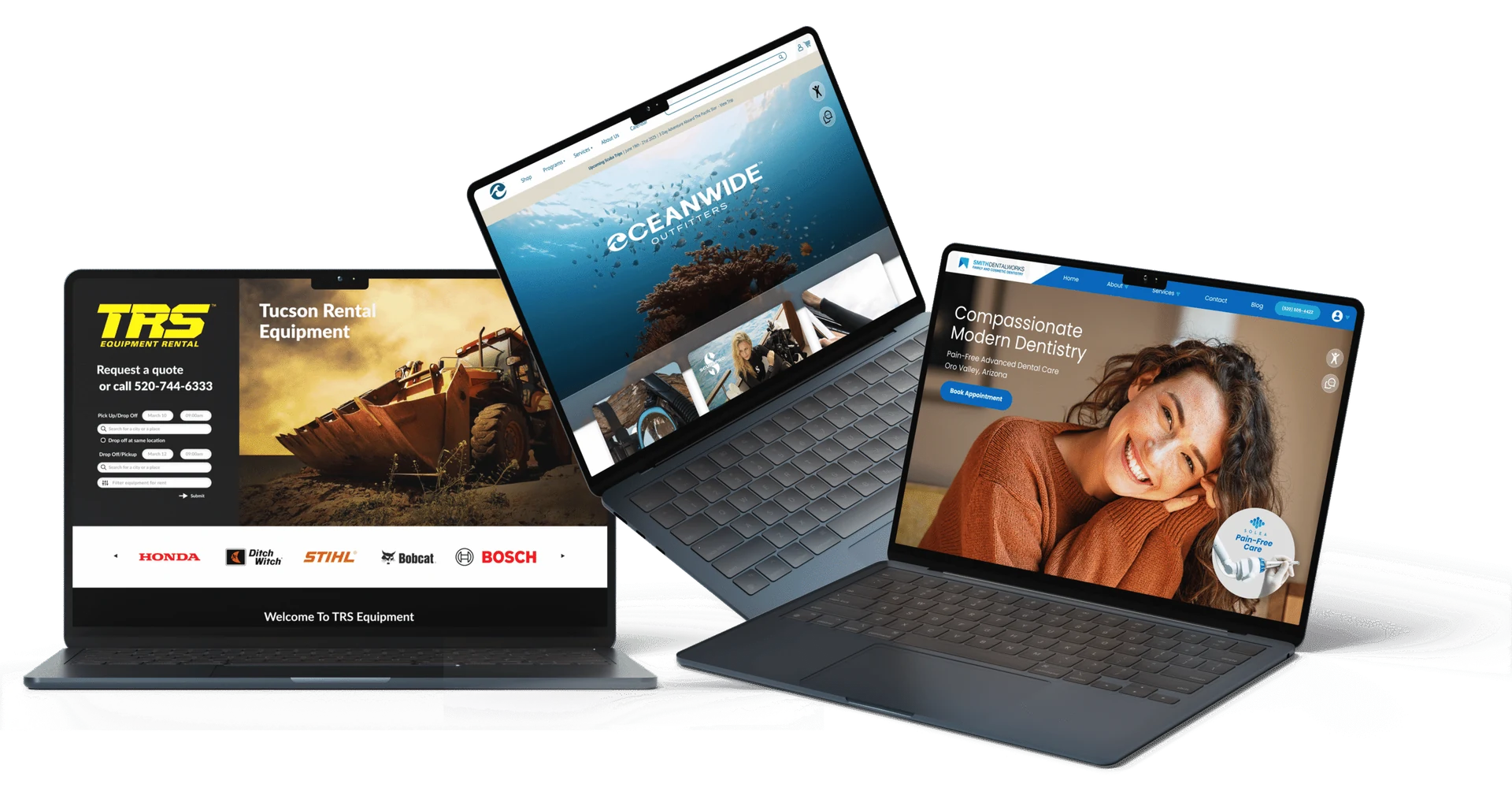 Retail website designs on desktop and mobile screens